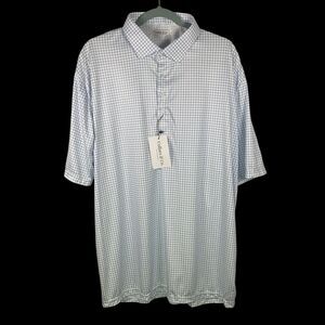 Collars & Co Polo Shirt Mens Large Relaxed Fit Blue White Grid Office Preppy NWT